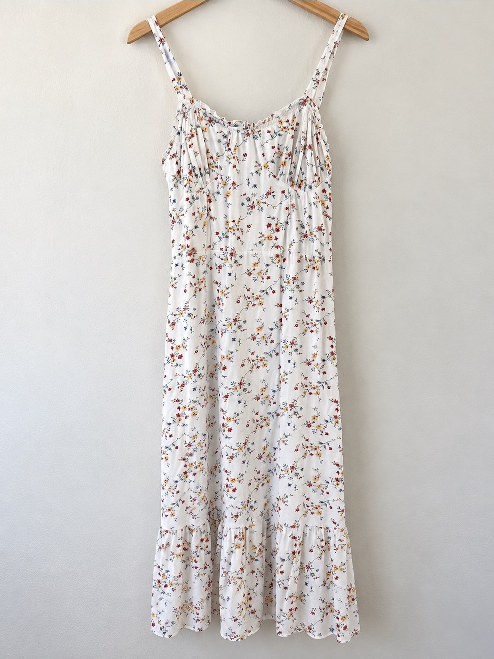 Mimi Chica Floral Maxi Dress White Multicolor Size M Cottagecore